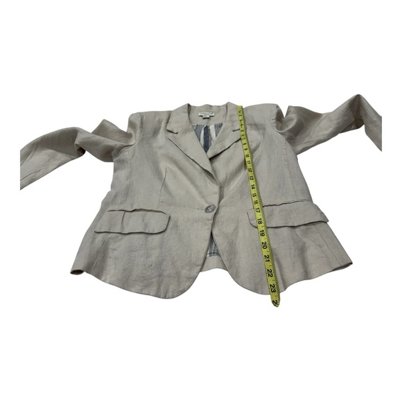 Women's Medium Beige Linen Blazer - Picture 7 of 9